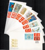 GB FDC collection. 8 included. 1994/1999. Includes definitives and labels. Bank of England, RJ