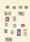 World stamp collection on 18 loose album pages. Includes China, Romania, Poland, Yugoslavia,