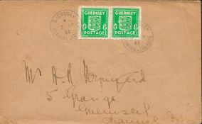 1941 Guernsey envelope possible FDI 7/4/41. 2 1/2d stamps on cover. Good condition. We combine