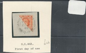 Guernsey 27/12/40. GB stamp 2d. Bisected to pay 1d postage. Good condition. We combine postage on