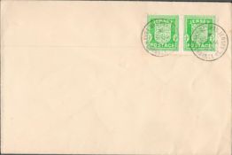 Jersey 2 1/2d stamps on cover. Good condition. We combine postage on multiple winning lots and can