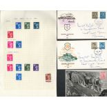 GB stamp collection on loose album page and one loose postcard and 2 regional FDC's 4/9/68. 13