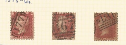 3 GB 1d red stamps. Good condition. We combine postage on multiple winning lots and can ship