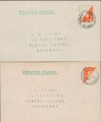 2 postcards. Guernsey 24/1/41 GB 2d stamp bisected to pay 1d postage. Good condition. We combine