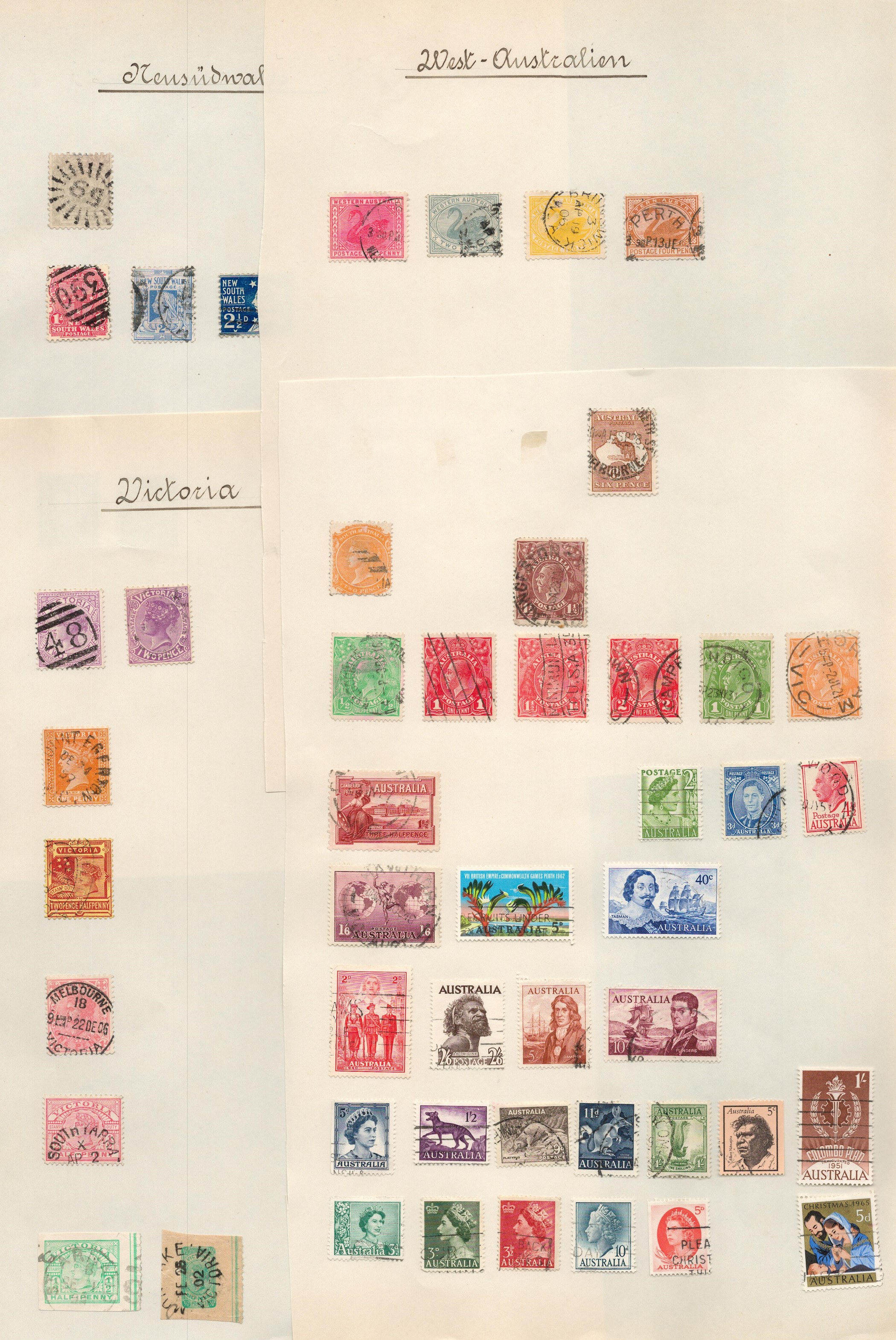 BCW stamp collection over 8 loose album pages. Includes Australia, NSW, Queensland, Tasmania, - Image 2 of 2