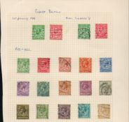 KGV - GB stamps on album page. 19 stamps. Cat value £200. Good condition. We combine postage on