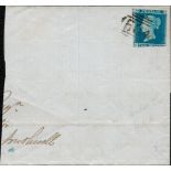 GB free font dated 5/4/1854. Letter with postmark and franked. 2nd blue imperf. Stamp catalogues