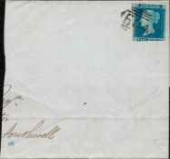 GB free font dated 5/4/1854. Letter with postmark and franked. 2nd blue imperf. Stamp catalogues