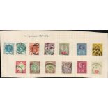 13 QV stamps on cut down album page. Dating back to 1887. Cat value £150. Good condition. We combine