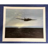 WWII, Overdue print signed in pencil by the artist Gerald Coulson, approx 24x29, beautifully showing