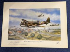 WWII, Bristol Blenheims approaching Rotterdam print signed by the Rt Hon Lord Mayor of Bristol,