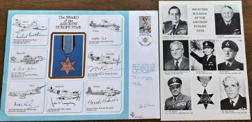 Limited edition WW2 RAF DM11, Multiple signed Award of the Aircrew Europe Star A4 size cover, with