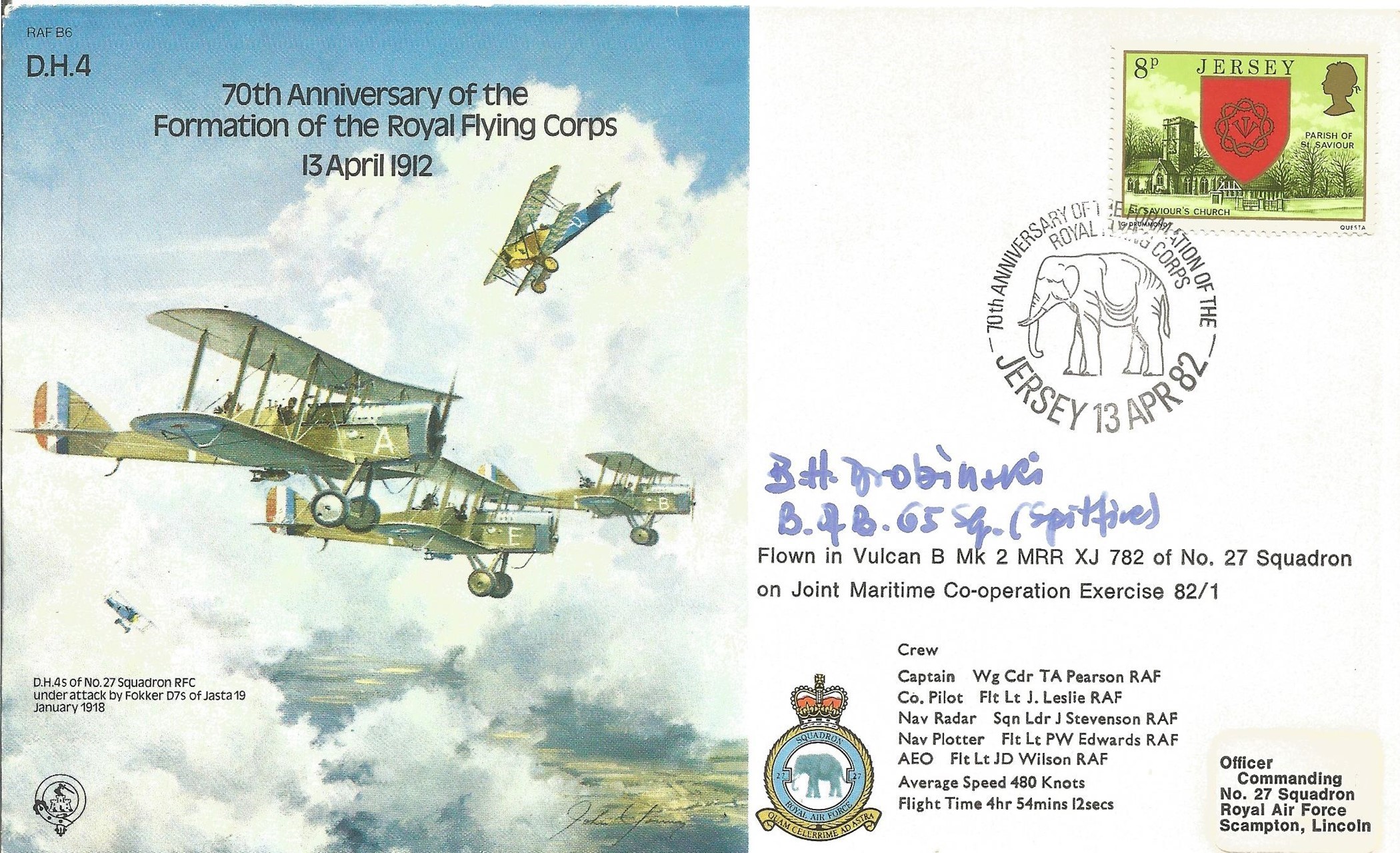 B6 Formation of the Royal Flying Corps Signed Sqn. Ldr. B. H. Drobinski Polish Battle of Britain