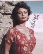 Sophia Loren signed 10 x 8 inch photo.Good condition. All autographs come with a Certificate of