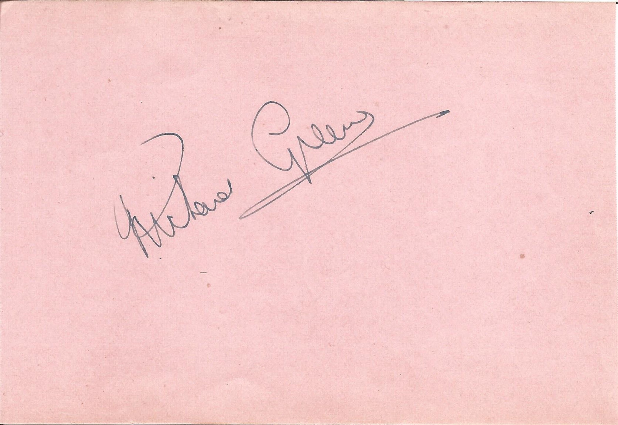 Richard Greene, actor. A signed 5.5x4 album page with an early unsigned photo. He appeared in many