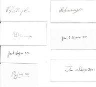 Collection of 7 RAF Pilot Signatures on signature card, Pilots including Harold Hernaman, John