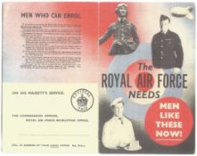 WW2 A photocopied Advert calling for RAF pilots, and different Locations to Enrol. On the page where