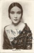 Dolores Del Rio, Mexican actress. A signed and dedicated 5.5x3.5 photo. The Film Star written to