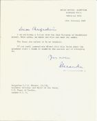 Field Marshall Alexander WW2 signed typed letter 1961 on Bush House notepaper, regarding a