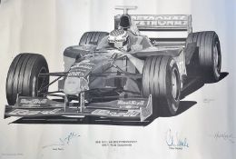 Motor Racing Jean Alesi and Peter Sauber signed 22x16 Red Bull Sauber Petronas C17 1998 F1 World