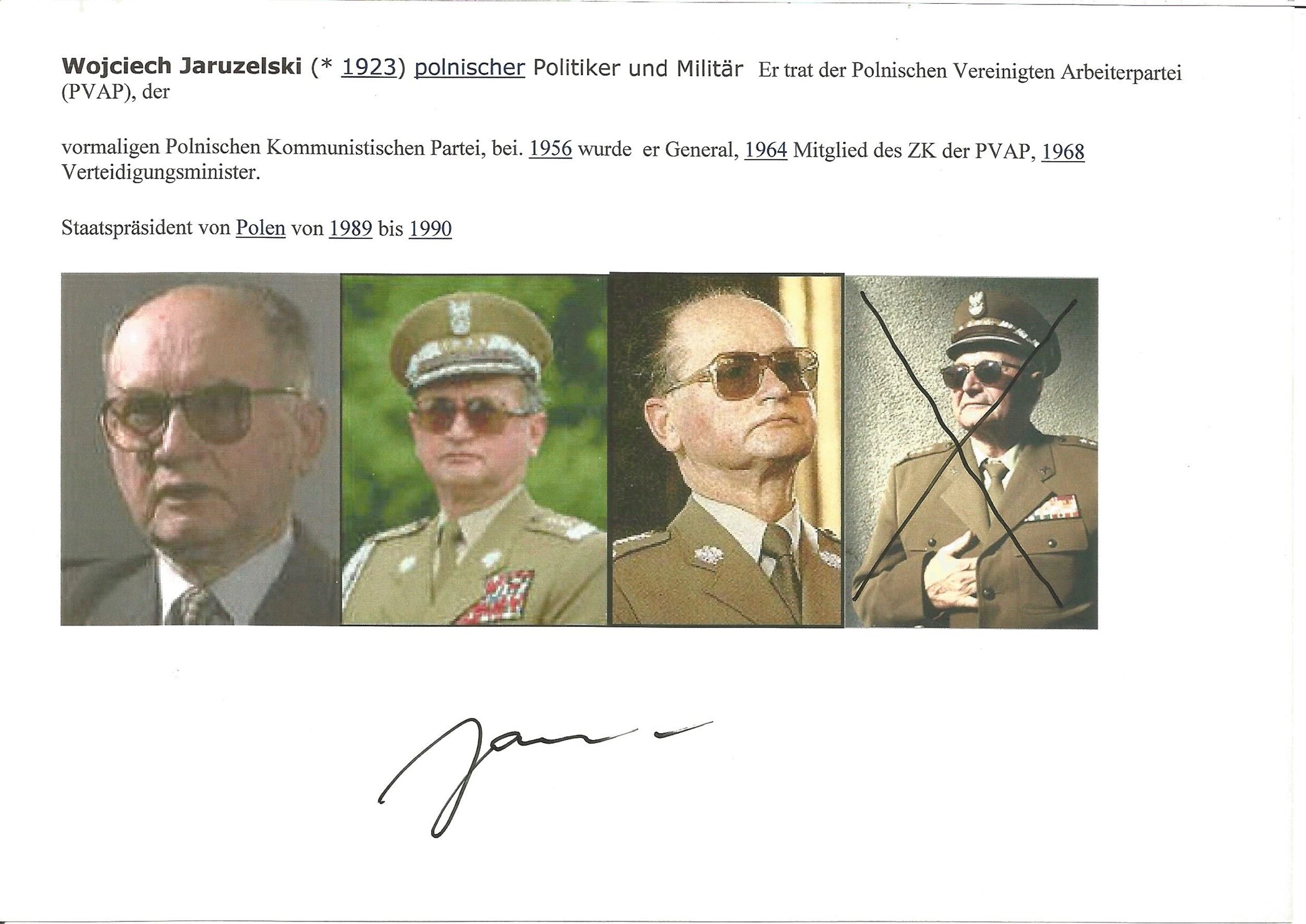 Wojcieck Jaruzelski signed photo collection. 3 in total.Good condition. All autographs come with a - Image 3 of 3