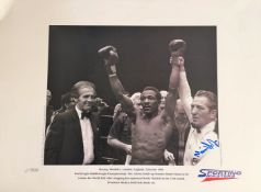 Boxing Maurice Hope signed Sporting Masters 22x16 black and white print limited edition 314/500.Good