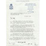 RAF. a Letter from Air Marshal Sir Thomas Kennedy on 27 March 1980 to the retired Group Captain E