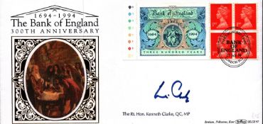 Kenneth Clarke signed Benham cover commemorating 300 years of The Bank of England. This beautiful