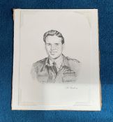 Guy Gibson 15x11 original pencil drawing by the renowned aviation and military artist Steve Teasdale