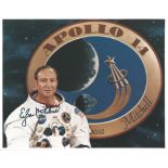 Astronaut Dr Edgar Mitchell signed 10x8 colour Moon litho photo. Photo shows Mitchell in front of