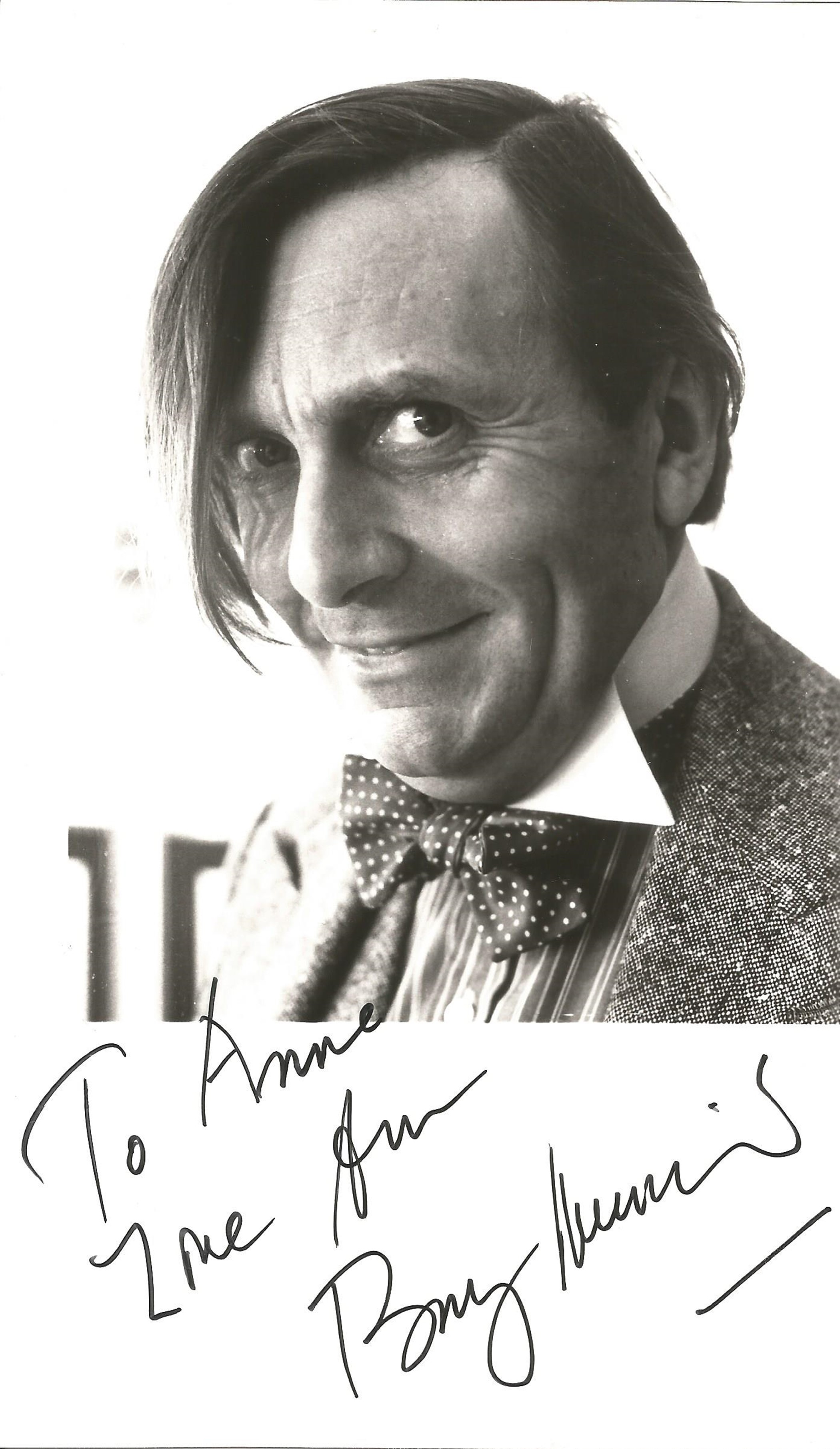 Barry Humphries, comedian and actor. A signed and dedicated 8x5 photo.Good condition. All autographs