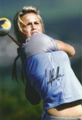 Golf Carly Booth 10x8 signed colour photo. Photo shows Booth taking a swing with a Driver. Carly