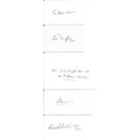 Collection of 5 RAF Pilot Signatures on signature card, Pilots including Ted Dunford, Tom Broom,