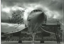 Chief Concorde Pilot Mike Bannister Hand Signed 12x8 Black and White Photo. Signed in Black Marker