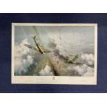 WWII, Battle Over London multi signed print signed by RAF 609 Squadron veterans including Roland