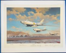 WW2 Artist Robert Watts Limited Edition 26/1000 32x24 colour Print Titled Hunting Party Multi Signed