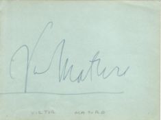 Victor Mature, a signed 6.5x4.5 album page. Actor who appeared in many films, most notably Samson