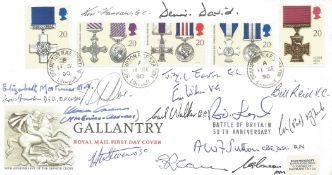 11 Se 90 Gallantry Full Set signed by 15 involved in WW11, VC, GC Holders Battle of Britain Ervine