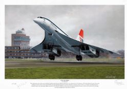 Concorde John Lidiard signed A New Age Begins Concorde print. Numbered 106 of 250. Also signed by