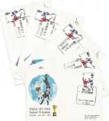 Trade lot of 10 1966 World Cup Final fronts from FDCs with Offical stamp and FDI Postmark Wembley