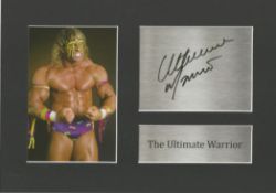 WWE, The Ultimate Warrior, 11x8 matted printed signature NOT HAND SIGNED piece. This beautifully