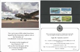 WW2 Limited Edition 15/152 Lincolnshire Lancaster Association Canadian Mint Stamps and Original