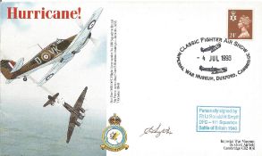 WW2 Flt Lt Ronald H Smyth DFC Hand signed Hurricane! FDC. Postmarked Classic Fighter Air Show at