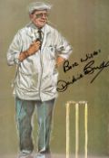 Cricket Dickie Bird 19x12 signed colour print signed in black marker by the legendary cricket