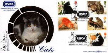 Peter Davies signed Benham cover commemorating cats and the RSPCA. This beautiful cover features 5