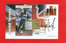Olympics, Linford Christie signed Medal Heroes Commemorative Cover post marked 1st October 2010,
