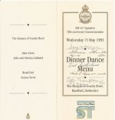 WW2 RAF 617 Squadron 50th Anniversary Commemoration. Multi Signed Dinner Dance Menu from Wednesday