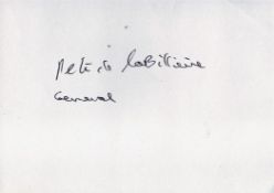 SAS Gen Sir Peter De La Billiere signed 6 x 4 inch white card.Good condition. All autographs come