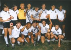 Football England 12 x 8 inch colour photo signed by Mark Hateley, Mel Sterland and Steve Hodge.