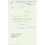 WW2 and Great War General Brian Kimmins typed signed note on N Ireland HQ notepaper 1956. To Brig